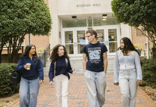 UNC Public Health students walking into Gillings