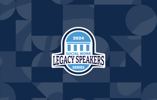 Logo for the UNC School of Social Work Legacy Speaker Series 2024 featuring the Old Well