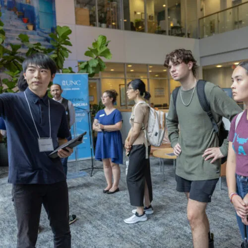 Students learning about global research