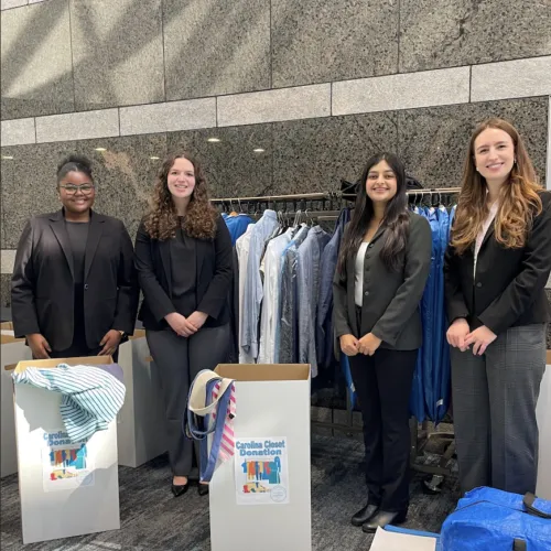 Clothing collection for the Carolina Closet during the Board of Visitors meeting in fall 2025.