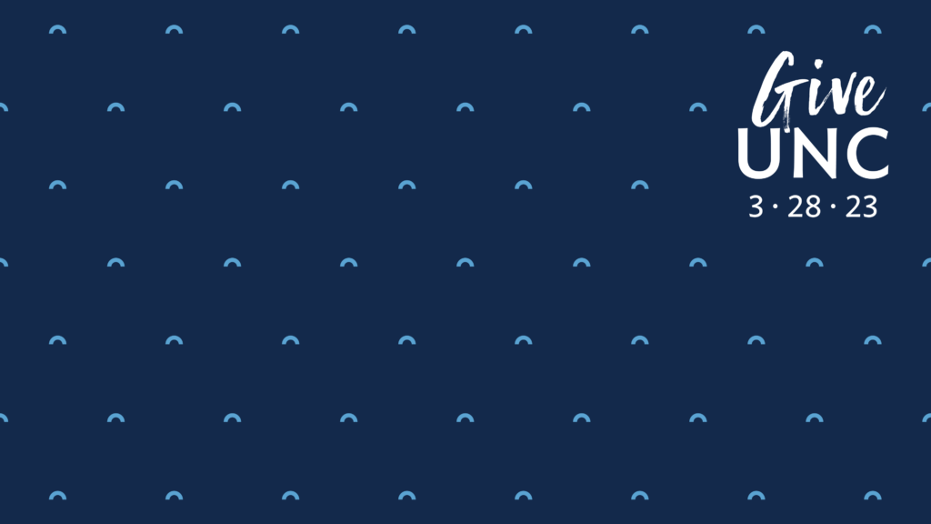 GiveUNC virtual background with dark blue and the GiveUNC logo