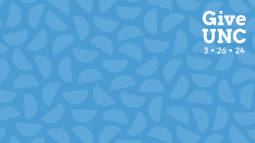 GiveUNC Zoom virtual wallpaper with logo and light blue background