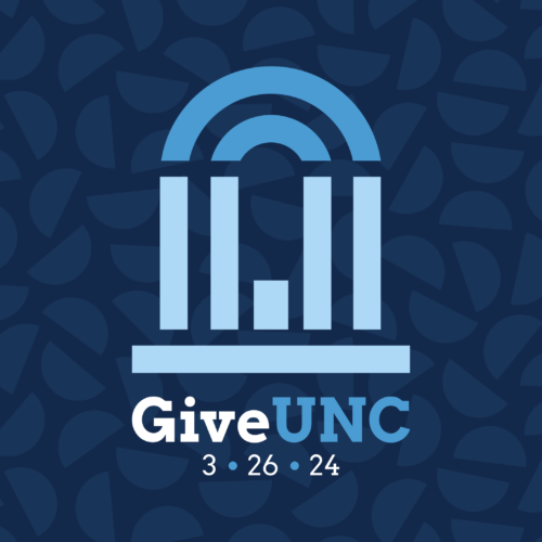 GiveUNC 3.26.24 social graphic with dark blue background and GiveUNC Old Well logo